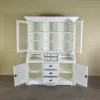 Buffetschrank Vitrine 1,67 m Teakholz Weiß – Bild 17