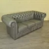 Chesterfield Couchgarnitur Grau 3-2 Leder – Bild 13