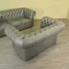 Chesterfield Couchgarnitur Grau 3-2 Leder – Bild 5