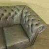 Chesterfield Couchgarnitur Grau 3-2 Leder – Bild 8