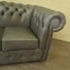 Chesterfield Couchgarnitur Grau 3-2 Leder – Bild 9