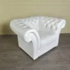 Chesterfield Sessel Leder Weiß