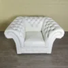 Chesterfield Sessel Leder Weiß – Bild 2