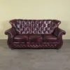Chesterfield Couchgarnitur Rot-Schwarz 3-1-1 Leder – Bild 2