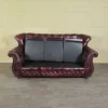 Chesterfield Couchgarnitur Rot-Schwarz 3-1-1 Leder – Bild 15