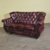 Chesterfield Couchgarnitur Rot-Schwarz 3-1-1 Leder – Bild 11