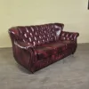 Chesterfield Couchgarnitur Rot-Schwarz 3-1-1 Leder