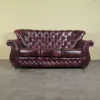 Chesterfield Couchgarnitur Rot-Schwarz 3-1-1 Leder – Bild 3