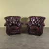 Chesterfield Couchgarnitur Rot-Schwarz 3-1-1 Leder – Bild 16