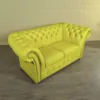 Chesterfield Sofa Couch Leder Gelb 1,80 m