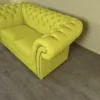 Chesterfield Sofa Couch Leder Gelb 1,80 m – Bild 3