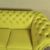 Chesterfield Sofa Couch Leder Gelb 1,80 m – Bild 4