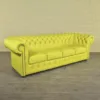 Chesterfield Sofa Couch Leder Gelb 2,40 m