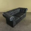 Chesterfield Sofa Couch Leder Anthrazit 2,30 m
