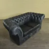 Chesterfield Sofa Couch Leder Anthrazit 1,85 m