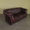 Chesterfield Sofa Couch Leder Rot-Braun 2,07 m
