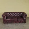Chesterfield Sofa Couch Leder Rot-Braun 2,07 m – Bild 2