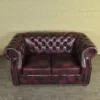 Chesterfield Couchgarnitur Rot-Braun 3-2-1 Leder – Bild 13