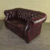 Chesterfield Couchgarnitur Rot-Braun 3-2-1 Leder – Bild 12