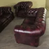 Chesterfield Couchgarnitur Rot-Braun 3-2-1 Leder – Bild 5