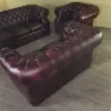 Chesterfield Couchgarnitur Rot-Braun 3-2-1 Leder – Bild 6