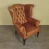 Chesterfield Sessel Leder Cognac