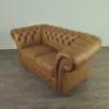 Chesterfield Sofa Couch Leder Cognac 1,85 m – Bild 3