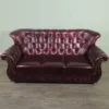 Chesterfield Sofa Couch Leder Bordeauxrot 1,90 m – Bild 2
