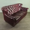 Chesterfield Sofa Couch Leder Bordeauxrot 1,90 m