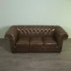 Chesterfield Couchgarnitur Cognac 3-2-1 Leder – Bild 5
