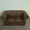 Chesterfield Couchgarnitur Cognac 3-2-1 Leder – Bild 9