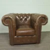 Chesterfield Couchgarnitur Cognac 3-2-1 Leder – Bild 14