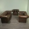 Chesterfield Couchgarnitur Cognac 3-2-1 Leder