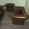 Chesterfield Couchgarnitur Cognac 3-2-1 Leder – Bild 3