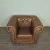 Chesterfield Sessel Leder Mocca – Bild 2
