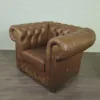 Chesterfield Sessel Leder Mocca – Bild 5