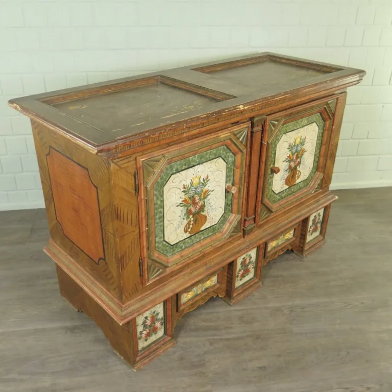 Anrichte Schrank Bauernmalerei Antik Kiefer – Bild 4