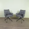 Retro Design Stuhl Esszimmerstuhl Grau PU-Leder
