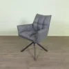 Retro Design Stuhl Esszimmerstuhl Grau PU-Leder – Bild 8