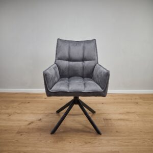Retro Design Stuhl Esszimmerstuhl Grau PU-Leder