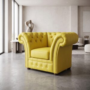 Chesterfield Sessel Leder Gelb
