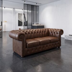 Chesterfield Sofa Couch Leder Cognac 2,07 m