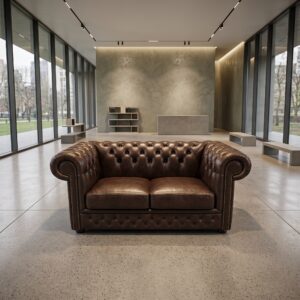 Chesterfield Sofa Couch Leder Dunkelbraun 1,67 m