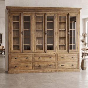Vitrine Bücherschrank Teakholz 2,64 m