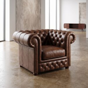 Chesterfield Sessel Leder Dunkelbraun
