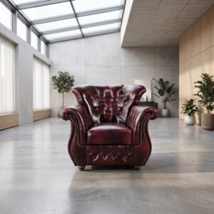 Chesterfield Sessel Leder Rot-Schwarz