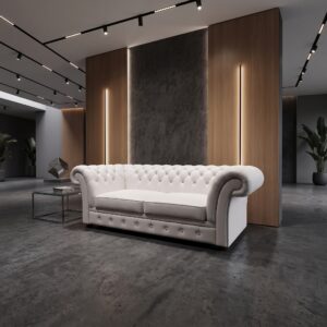 Chesterfield Sofa Couch Leder Weiß 2,05 m