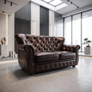 Chesterfield Sofa Couch Leder Dunkelbraun 1,65 m