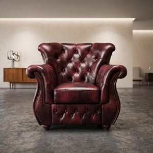 Chesterfield Sessel Leder Rot-Schwarz