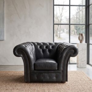 Chesterfield Sessel Leder Anthrazit
